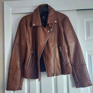 7 For All Mankind Women's Vegan Leather Moto Jacket - Size L